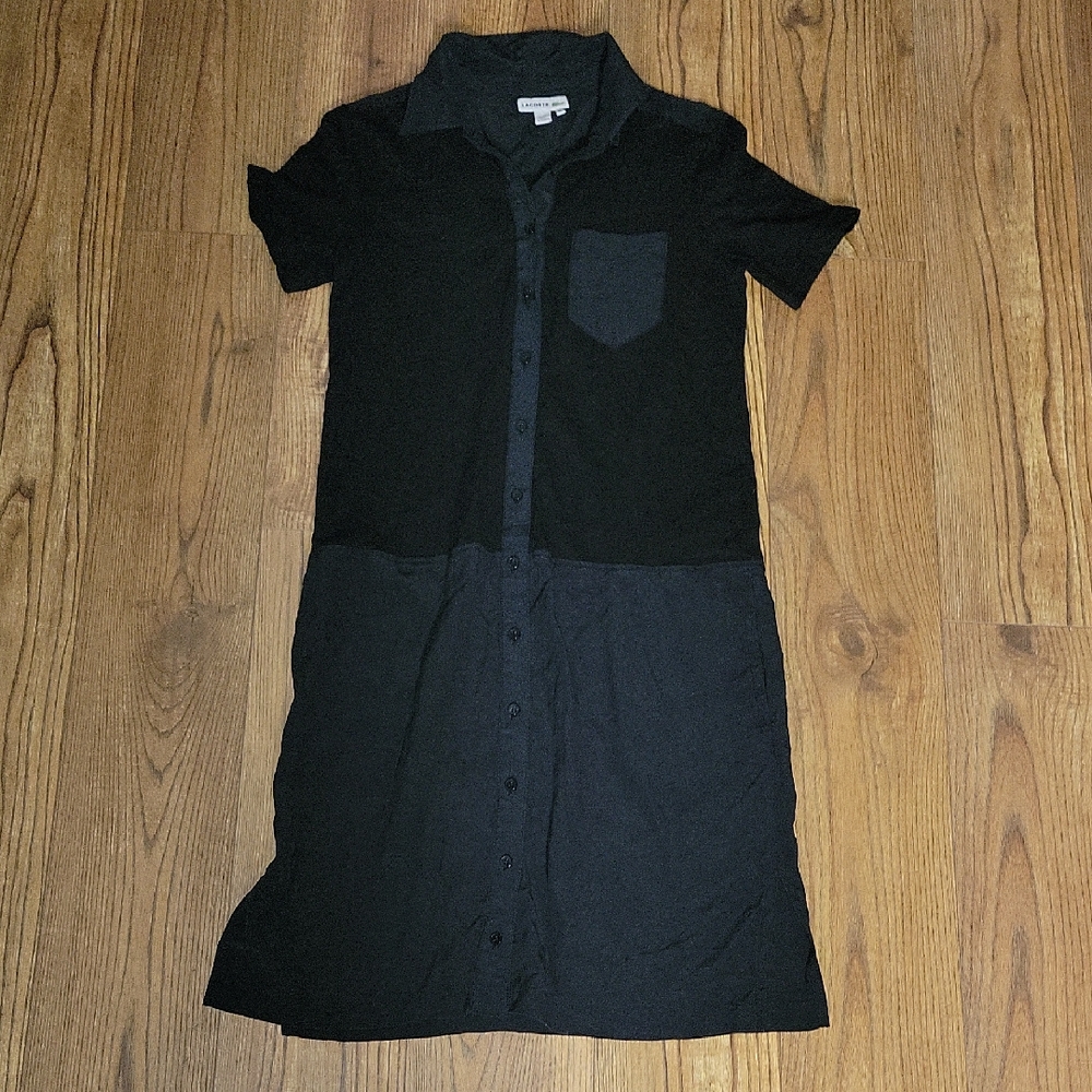 Lacoste Black Polo Collar Midi Dress Casual